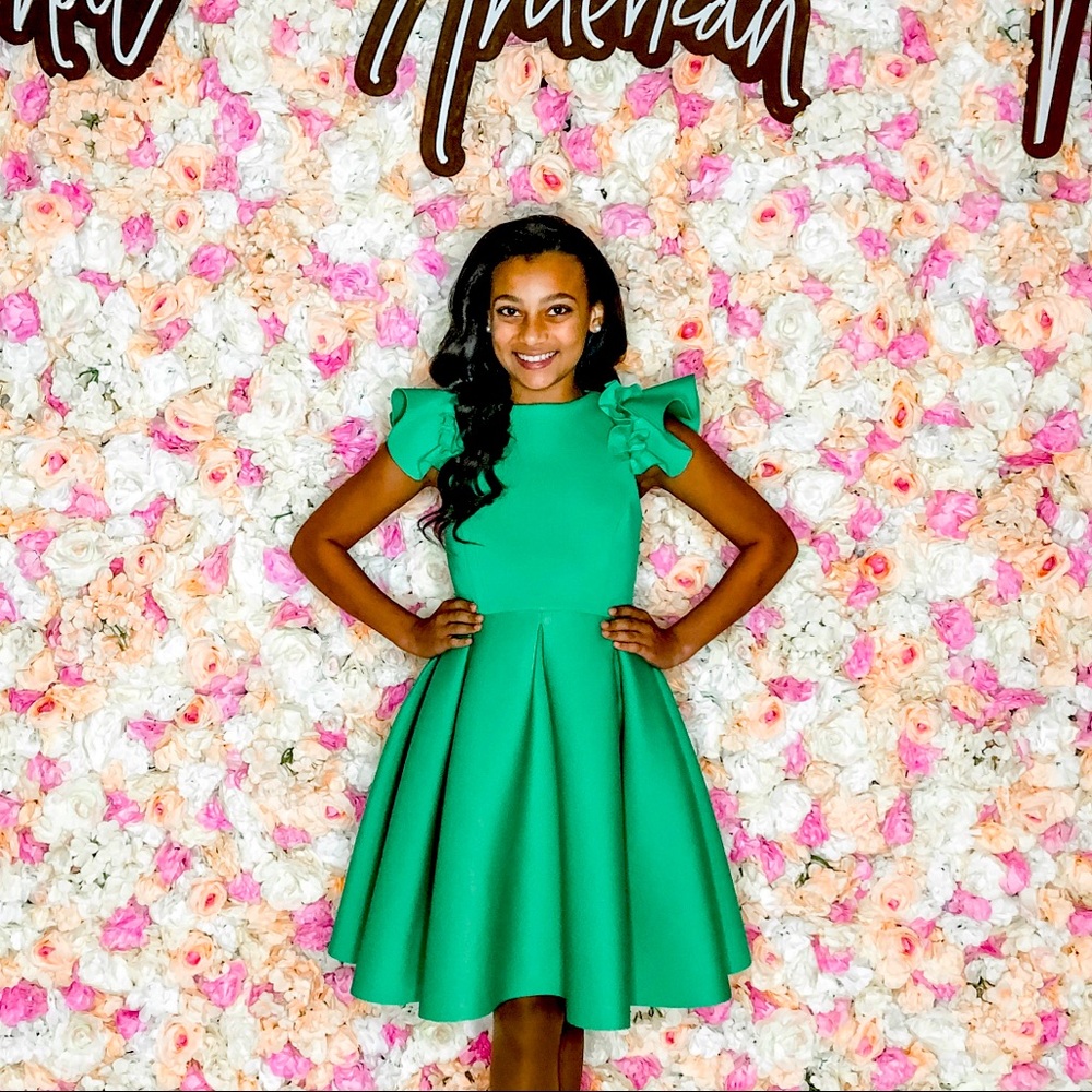 Green Preteen Pageant interview dress